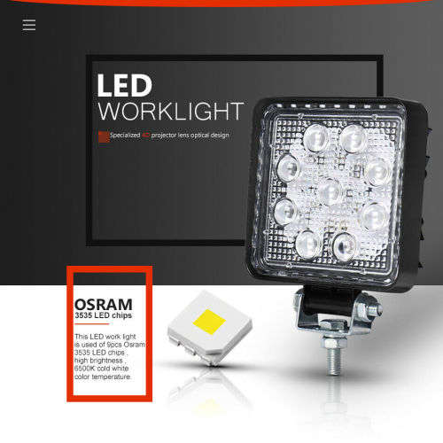 1Pcs 4inch 27W LED Work Light Spot Fog Driving Lamp 4D Lens Offroad SUV ATV 4WD