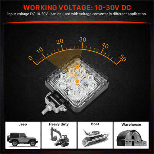 1Pcs 4inch 27W LED Work Light Spot Fog Driving Lamp 4D Lens Offroad SUV ATV 4WD