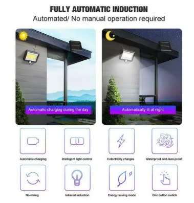 COB 100LED Solar Light Motion Sensor Waterproof Outdoor Path Night Lighting Lamp