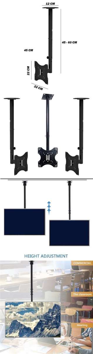 Telescopic Flat LED LCD TV Wall Mount Hanger Adjustable Height 14`-42`