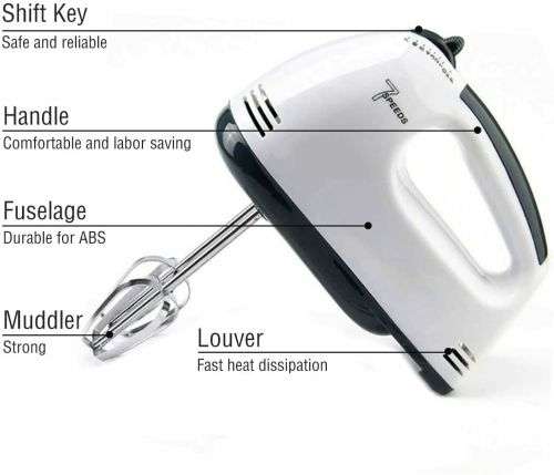 Scarlett Super Hand Mixer Easy To Hold With 7 Speed Adjustment