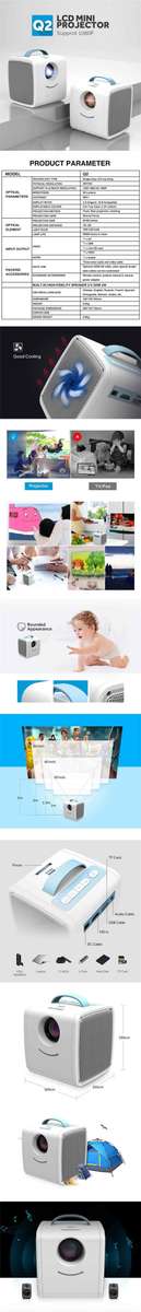 1080P HD Mini Projector Home LCD Portable Cinema Built-in Speaker