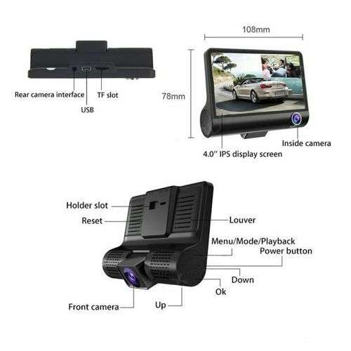 1080P Dual Lens HD Car DVR Rearview Video Dash Cam Recorder Camera G-Sensor