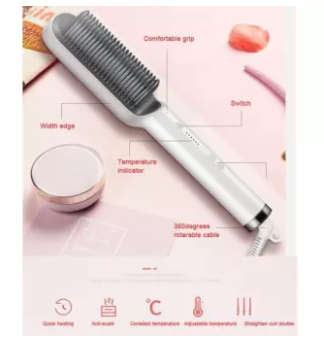 Hair Straightener Brush Ceramic Hair Straightening Brush