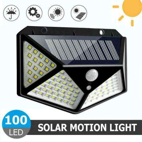 TWIN PACK  (2 X Pcs) 100 LED Solar Powered Wall Lamp with Motion Sensor with Built in Li-ion Battery