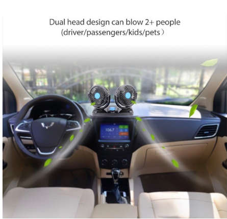 Electric Car Fan Dual Head 2 Speed 12V Air Circulator