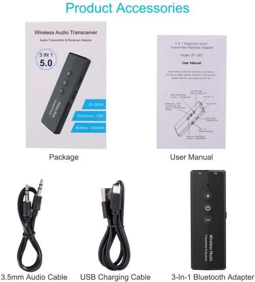 3 In 1 Portable Wireless Bluetooth Adapter