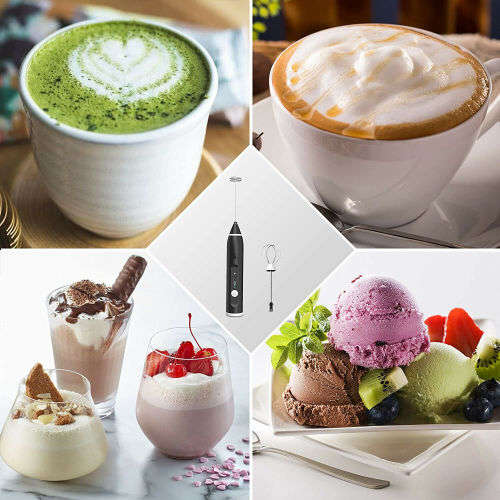 Electric Mixer Milk Frother Handheld USB Rechargeable Drink Foam Maker 3-Speed