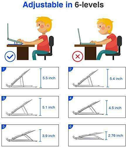 Laptop Stand Computer Stand Aluminum 6-Angles Adjustable Laptop Tablet