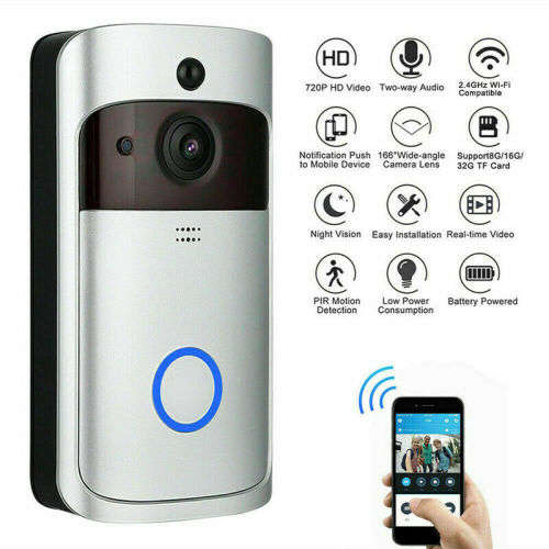 Wireless WiFi Video Doorbell Talk Smart Security Camera HD Door Bell Two-Way