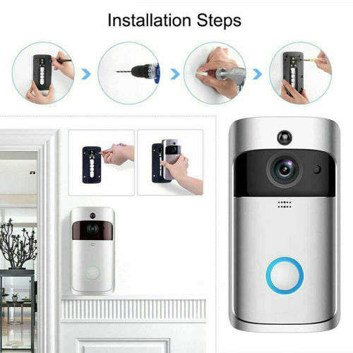 Wireless WiFi Video Doorbell Talk Smart Security Camera HD Door Bell Two-Way