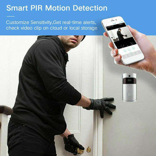 Wireless WiFi Video Doorbell Talk Smart Security Camera HD Door Bell Two-Way