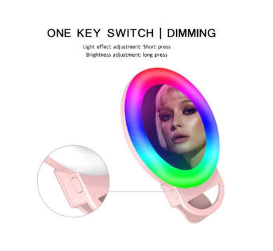 A4S RGB Selfie Ring Light Portable Makeup Mirror Clip light