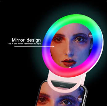 A4S RGB Selfie Ring Light Portable Makeup Mirror Clip light