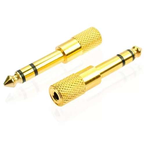 Audio Adapter Stereo 6.35 male to 3.5 Female Jack Plug Audio Stereo Adaptor Gold