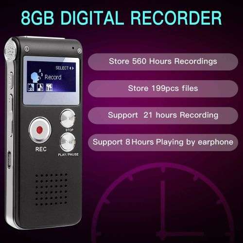 Digital Audio Voice Recorder Rechargeable Dictaphone Telephone MP3 Player