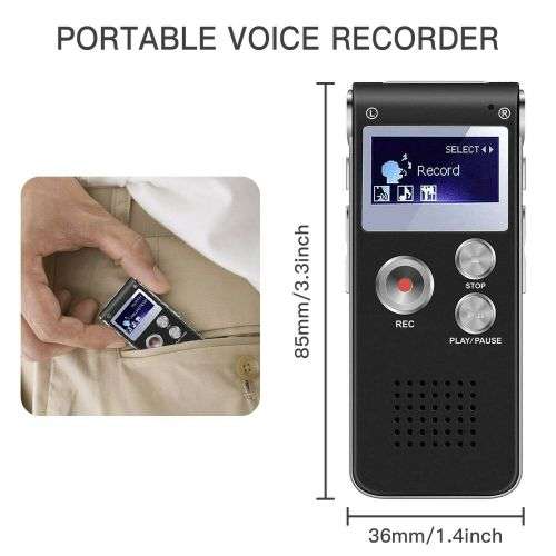 Digital Audio Voice Recorder Rechargeable Dictaphone Telephone MP3 Player