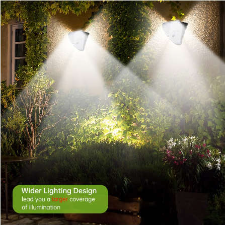 62LED Solar Wall Motion Sensor Crystal Rainproof Activated Light With 3 Modes