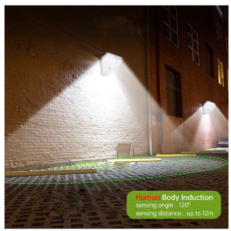 62LED Solar Wall Motion Sensor Crystal Rainproof Activated Light With 3 Modes