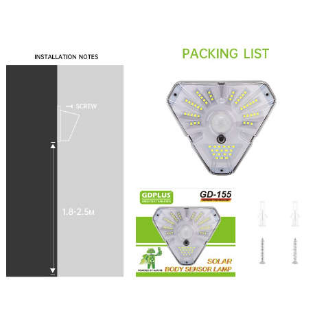 62LED Solar Wall Motion Sensor Crystal Rainproof Activated Light With 3 Modes