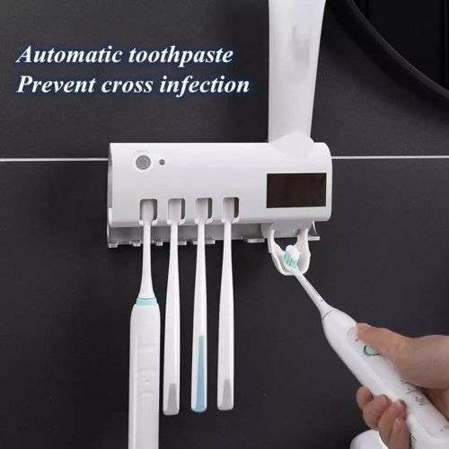 Sterilizing Toothbrush Holder & Toothpaste Dispenser