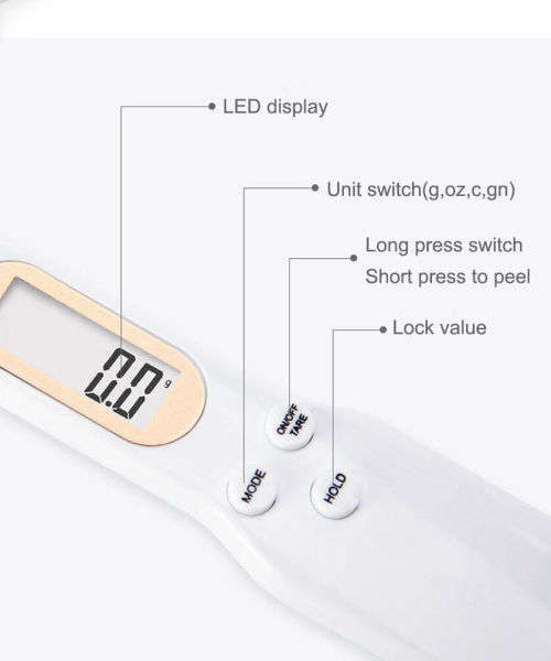 Electronic LCD Digital Spoon Weight Scale Gram Kitchen Spoon Scales