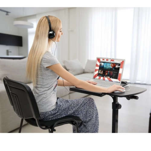 Laptop Rolling Cart Table Height Adjustable Notebook Laptop Stand Desk