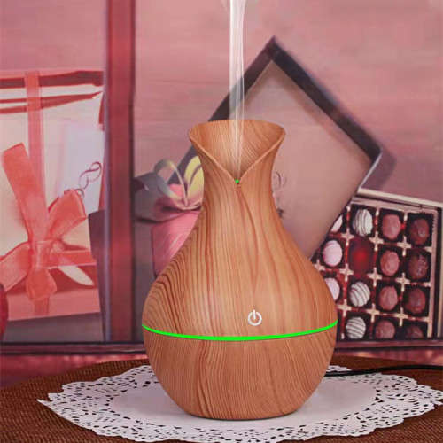 Humidifier LED Ultrasonic Humidifier Vase LED Lights Wood Grain