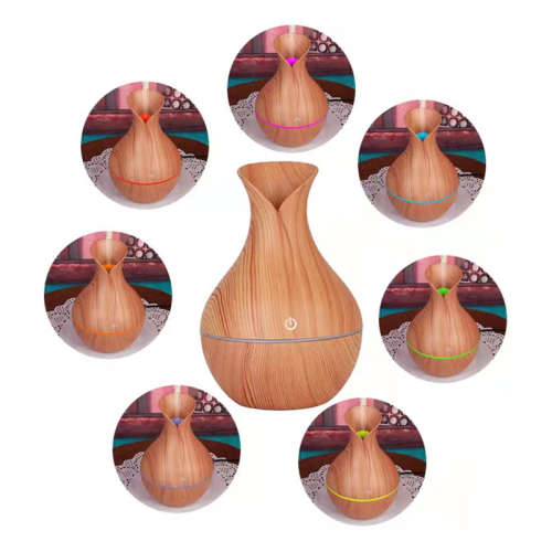 Humidifier LED Ultrasonic Humidifier Vase LED Lights Wood Grain