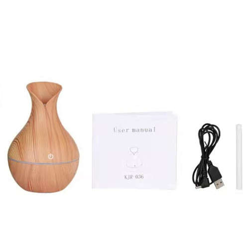 Humidifier LED Ultrasonic Humidifier Vase LED Lights Wood Grain