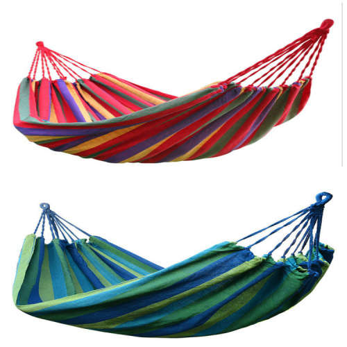 Portable Hammock Outdoor Hammock Garden Sports Home Travel Camping Swing Canvas Stripe Hang Bed