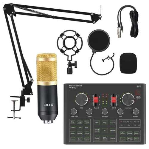 V8S Audio Mixer BM800 Condenser Microphone Live Sound Card BT USB Game DS