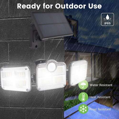 3 Head Motion Sensor Solar Lights Waterproof Remote Control Lamp