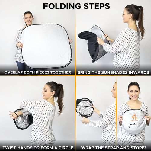 2PCS Front Window Shield Square Silver Sun Shade 68 X 78CM