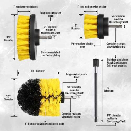 Drill Brush Attachment Kit And Power Scrubber Cleaning Kit For Car Bathroom Wood Foors