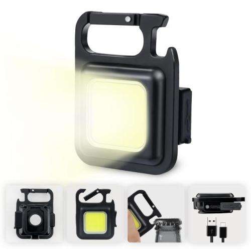 Mini Flashlight Keychain LED Light Pocket LED Work Light USB Charge Small Light Corkscrew