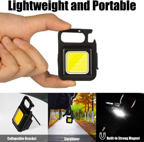 Mini Flashlight Keychain LED Light Pocket LED Work Light USB Charge Small Light Corkscrew