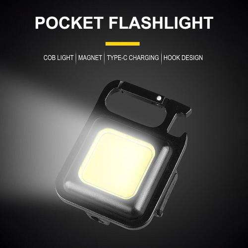 Mini Flashlight Keychain LED Light Pocket LED Work Light USB Charge Small Light Corkscrew