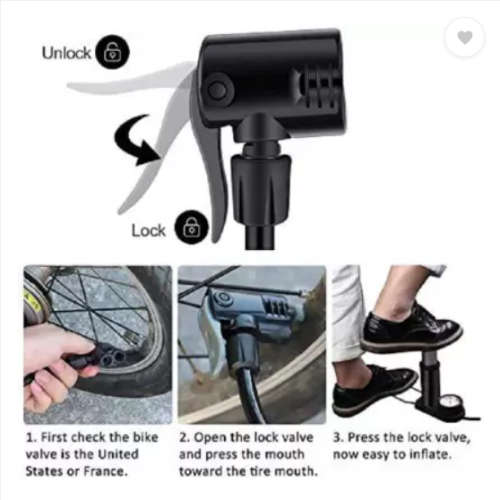 Mini Portable Bicycle Foot Pump with Pressure Gauge Bicycle Air Pump