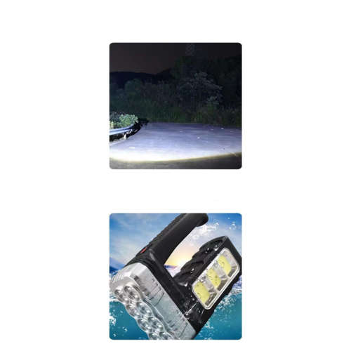 Solar Rechargeable Flashlight Outdoor Household Emergency LED Side Light Searchlight Strong Light