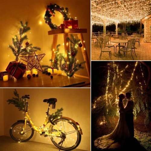 10M Outdoor Solar LED Light Waterproof Copper Wire Fairy Light Balcony Garden Decorative Trees