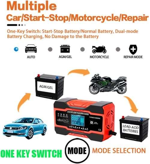 10A Battery Charger Automotive 24V and 12V Car Battery Charger Battery Maintainer