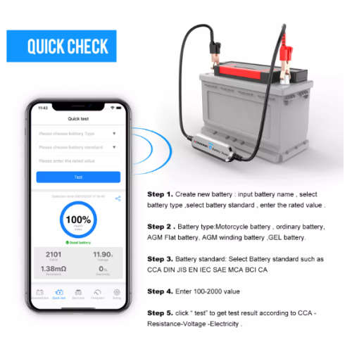 BK100 6V 12V Bluetooth Battery Monitor Mobile Car Motorcycle Lead-acid Battery Tester