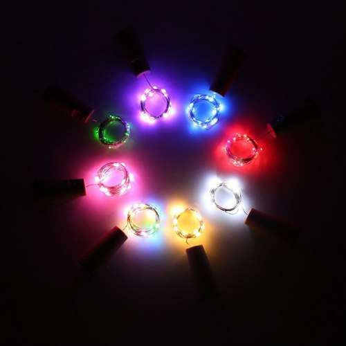 with Cork Copper Wire Colorful Fairy Lights 2M 20 LED Battery Powered Garland Wine Bottle Lights