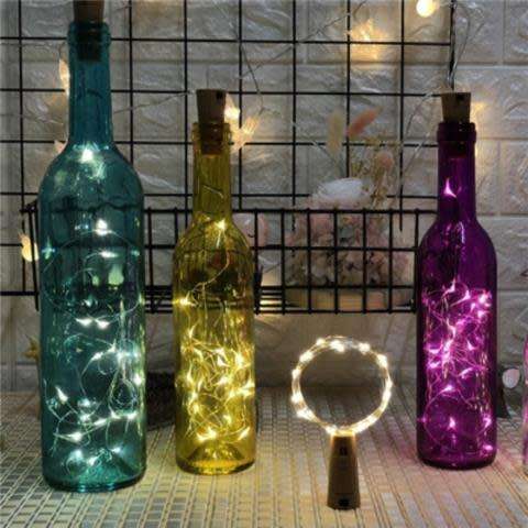 with Cork Copper Wire Colorful Fairy Lights 2M 20 LED Battery Powered Garland Wine Bottle Lights