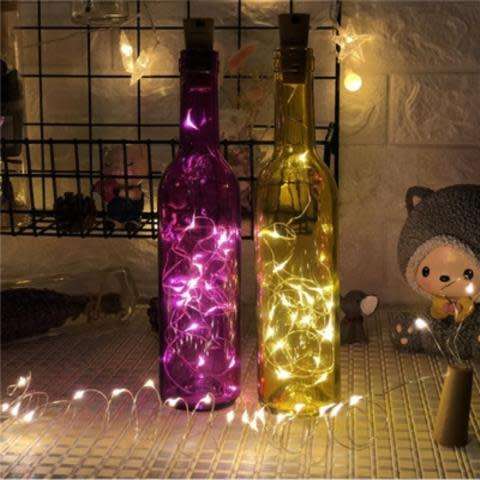 with Cork Copper Wire Colorful Fairy Lights 2M 20 LED Battery Powered Garland Wine Bottle Lights