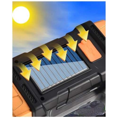 Portable Solar LED Flashlight with Work Light USB Rechargeable Handheld COB 4 Lightings