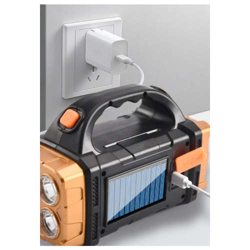 Portable Solar LED Flashlight with Work Light USB Rechargeable Handheld COB 4 Lightings