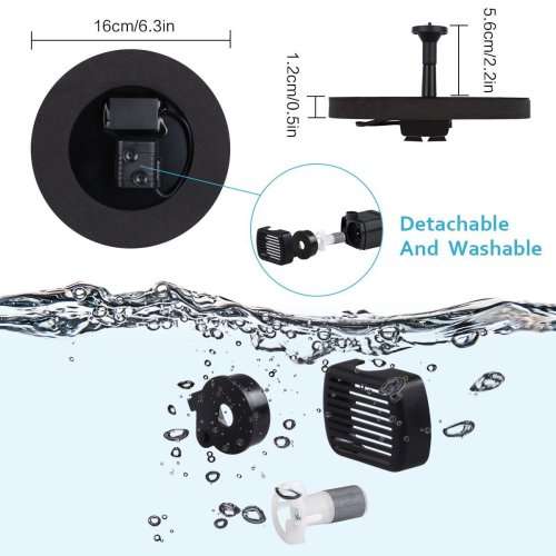 1.4W Solar Powered Bird Bath Fountain Pump Solar Panel Kit Water Pump Outdoor Watering Submersible
