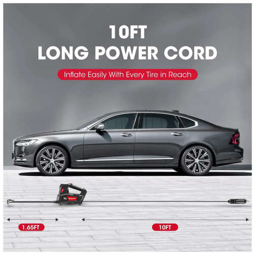 DC 12V Portable Car Tire Inflator Multifunctional Air Pump with Digital Pressure Gauge